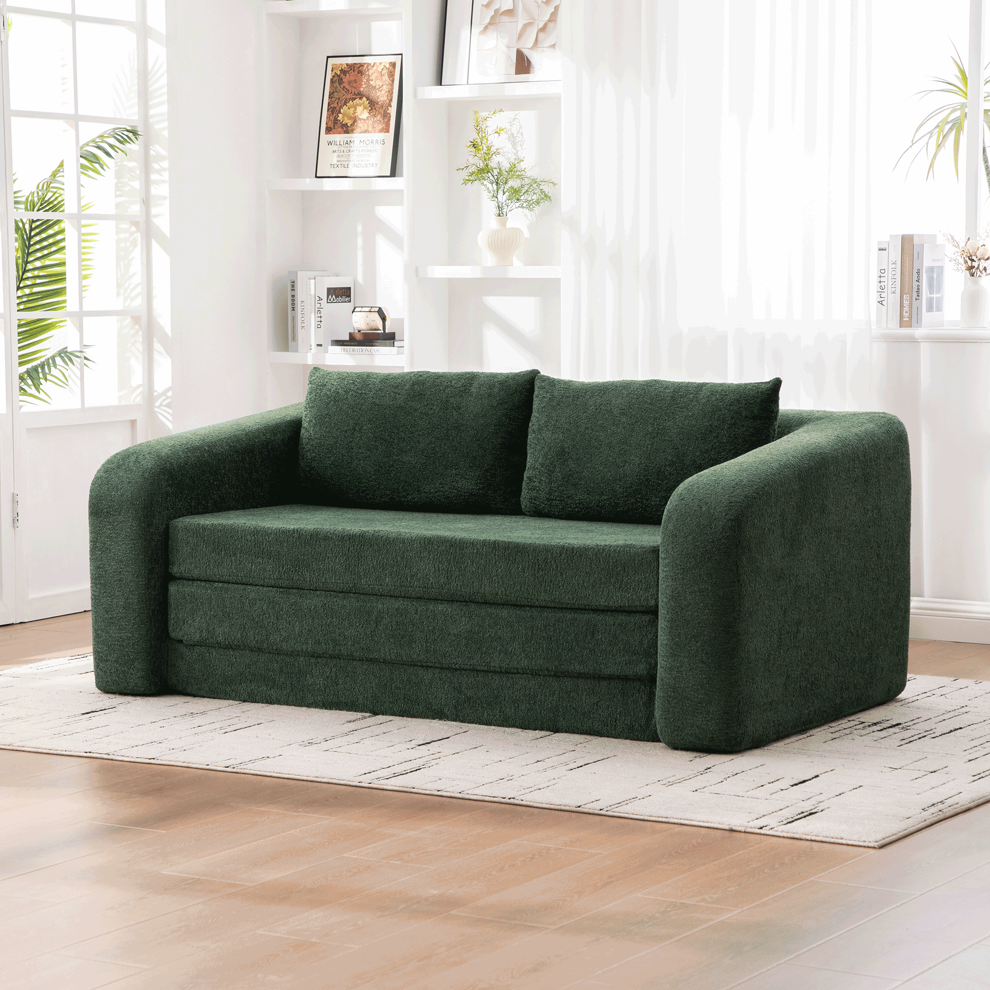 71" 2-in-1 Pull Out Foldable Loveseat Sofa Bed