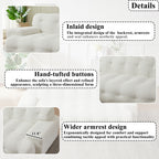 87.4" Cloud Series 3-Seat Minimalist Button-Tufted Sofa | Square Arm Chenille Upholstered Couch | High-Density Foam + Padded Backrest | No Assembly Required | Living Room, Apartment | White/Green/Black