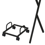 62.5" L-Shaped Computer Desk with CPU Holder | Corner Home Office Desk | Two Spacious Surfaces | X-Shape Metal Frame Base | 4-Wheel Rolling CPU Stand | Small Space, Home Office, Bedroom | Black/White