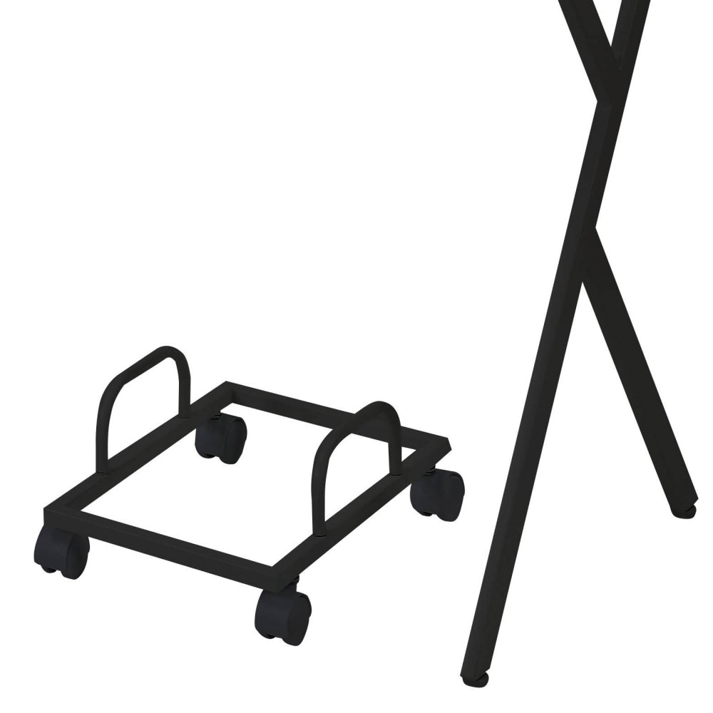 62.5" L-Shaped Computer Desk with CPU Holder | Corner Home Office Desk | Two Spacious Surfaces | X-Shape Metal Frame Base | 4-Wheel Rolling CPU Stand | Small Space, Home Office, Bedroom | Black/White