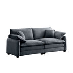 Large Deep-Seat 2-Seat Corduroy Sofa | Fashion-Retro Blend Design | Double-Layer Memory Foam Cushions | Removable Armrests + 4 Throw Pillows | Cloud-Like Comfort | Living Room, Bedroom, Flat | Beige/Tan/Green/Gray
