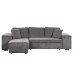 104.5" Modern L-Shape 3 Seat Reversible Sectional Couch, Pull Out Sleeper Sofa with Storage Chaise and 2 Stools for Living Room Furniture Set,Knox Charcoal (old sku:SG000431AAA)