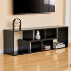 Modern Black Wood Grain MDF TV Stand
