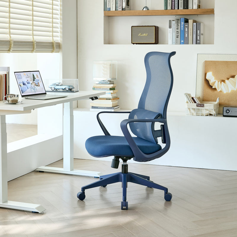 Ergonomic High-Back Mesh Office Chair | 350 lbs Capacity | 7-Level Aluminum Dual-Track Lumbar Support | Integrated Molded Foam Seat | Butterfly Upright Lock | SGS Class 3 Gas Lift | Fireproof | Home Office | Yellow/Green/Blue