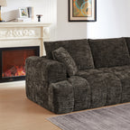 108" Luxury Chenille L-Shape Sectional Sofa | 4-Seat Oversized Couch | Tufted Surface | Sponge + Pocket Spring Support | Right Hand Facing | No Assembly Required | Living Room, Apartment, Reception | Dark Blue/Orange/Khaki/Brown/Dark Green/Dark Gray