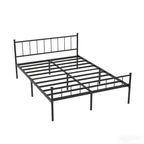 Full/Queen Size Metal Platform Bed Frame | Classic Spindle Headboard & Footboard | Reinforced Sturdy Structure | Ample Under-Bed Storage | No Box Spring Needed | Black