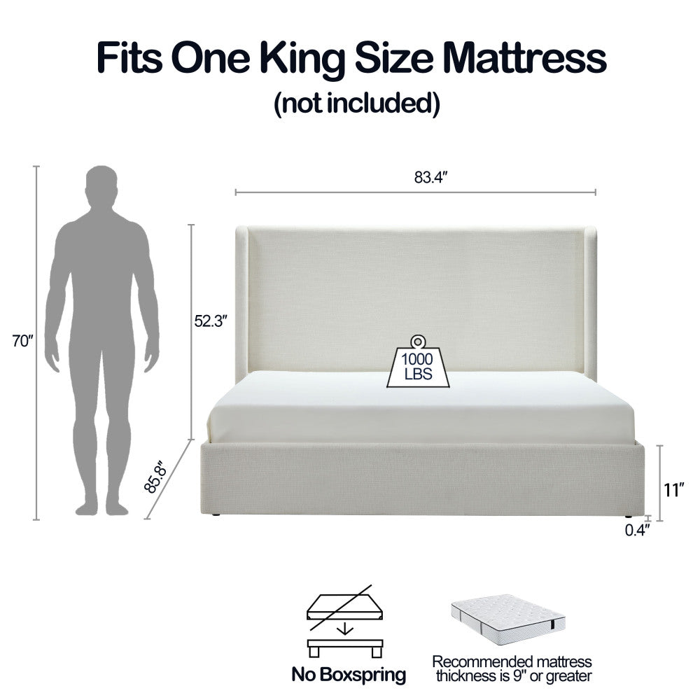Upholstered Wingback Platform Bed