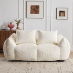 Giant 2-Seat Bean Bag Sofa for Adults | Ultra Soft Faux Fur | High-Density Shredded Memory Foam | 650 lbs | No Assembly Required | With Pillows & Large Armrests | White/Gray/Black/Brown/Yellow/Green