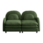 2-Seat Modular Teddy Fabric Cloud Sofa | Curved Backrest & Armrest | Double-Layer Cushion | Vintage Color Options | Precision Screw Connectors | Easy Assembly | Beige White / Green / Orange / Caramel