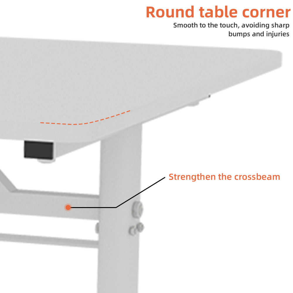 Height-Adjustable Standing Desk — 39" Manual Crank Sit-Stand Desk for Kids & Adults | Ergonomic Home Office Study Table | Sturdy Dual-Column Frame | No Electricity Needed | Compact Minimalist Design | White