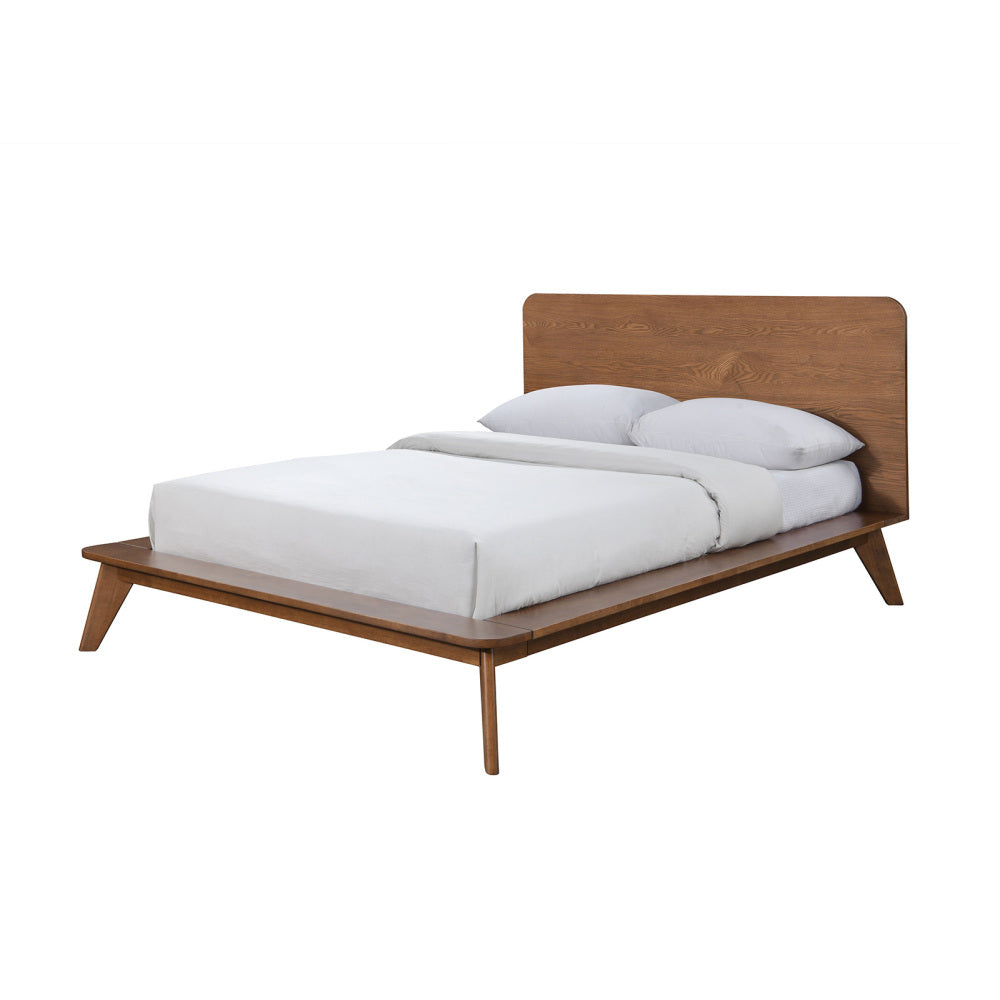 Walnut Color Eastern King Size Bed Solid wood