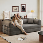 78.8" Convertible Floor Sofa Bed | Boneless Modular Sectional Couch | Pillow Back Support Armrests | Corduroy Fabric + Foam Fill | Hardware-Secured Backrest | No Assembly Required | Living Room, Bedroom, Apartment | Gray/Black/Camel/Green/Brown/Blue