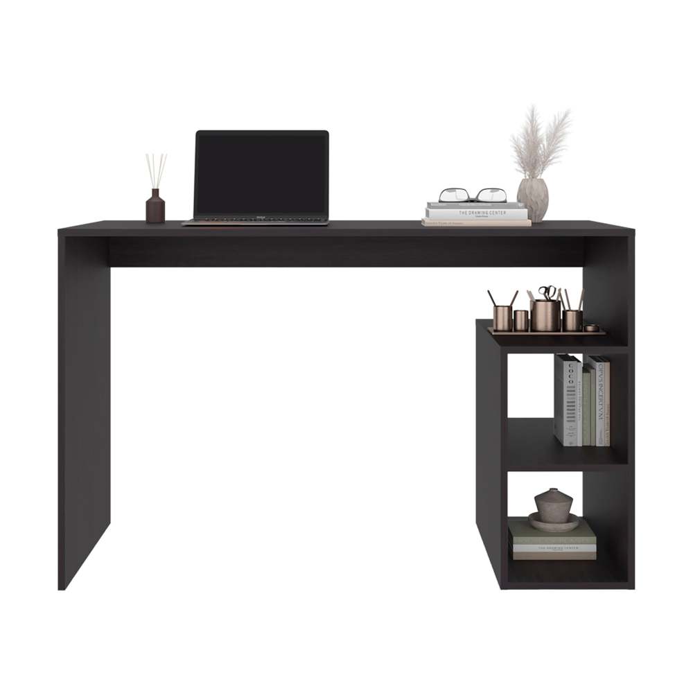 Office Desk with Storage and Minimalist Design — 47" W x 20.5" D x 29.8" H | Modern Computer Desk with Built-In Open Shelving | Generous Tabletop | Particle Board | Home Office, Apartment & Compact Workspace | Wenge