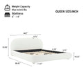 Queen/King Size Boucle Upholstered Platform Bed | Curved Ergonomic Headboard | Granular Fabric Texture | 800 lbs Heavy Duty | No Box Spring Needed | 40-Min Assembly | Cream / Green