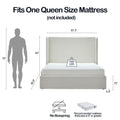 Full/Queen/King Size Upholstered Wingback Platform Bed | 51.5" Curved Headboard | Premium Canvas Fabric | 1000 lbs Heavy Duty | Eucalyptus & Metal Frame | No Box Spring | 30-Min Assembly | Ivory