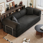 78.8" Convertible Floor Sofa Bed | Boneless Modular Sectional Couch | Pillow Back Support Armrests | Corduroy Fabric + Foam Fill | Hardware-Secured Backrest | No Assembly Required | Living Room, Bedroom, Apartment | Gray/Black/Camel/Green/Brown/Blue