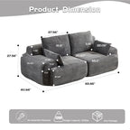 Modern Memory Foam Cloud Sofa | Extra Deep Corduroy Sectional Couch | Customizable Modular Combination | High-Resilience Foam + Bolster Pillows | No Assembly Required | Living Room, Apartment, Bedroom | White/Black — 2 Seat & 3 Seat