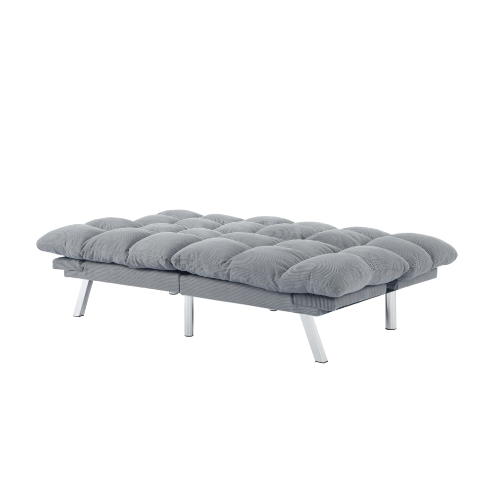 67" Multifunctional 2-Seat Sofa Bed | Foldable Corduroy Couch | 3-Position Adjustable Backrest + Armrest | High-Density Foam | Sturdy Wood + Metal Frame | 3-Second Switch | Living Room, Apartment, Studio | Light Gray/Black/Dark Gray/Green/Yellow