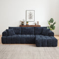 108" Luxury Chenille L-Shape Sectional Sofa | 4-Seat Oversized Couch | Tufted Surface | Sponge + Pocket Spring Support | Right Hand Facing | No Assembly Required | Living Room, Apartment, Reception | Dark Blue/Orange/Khaki/Brown/Dark Green/Dark Gray