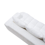 100" Extra Large Curved Front Sofa | 3-Seat Cloud-Like Boucle Sectional Couch | Vertical Channel Tufted | High-Resilience Compressed Foam | No Assembly | Easy to Move & Ship | Living Room, Apartment, Condo | White/Camel