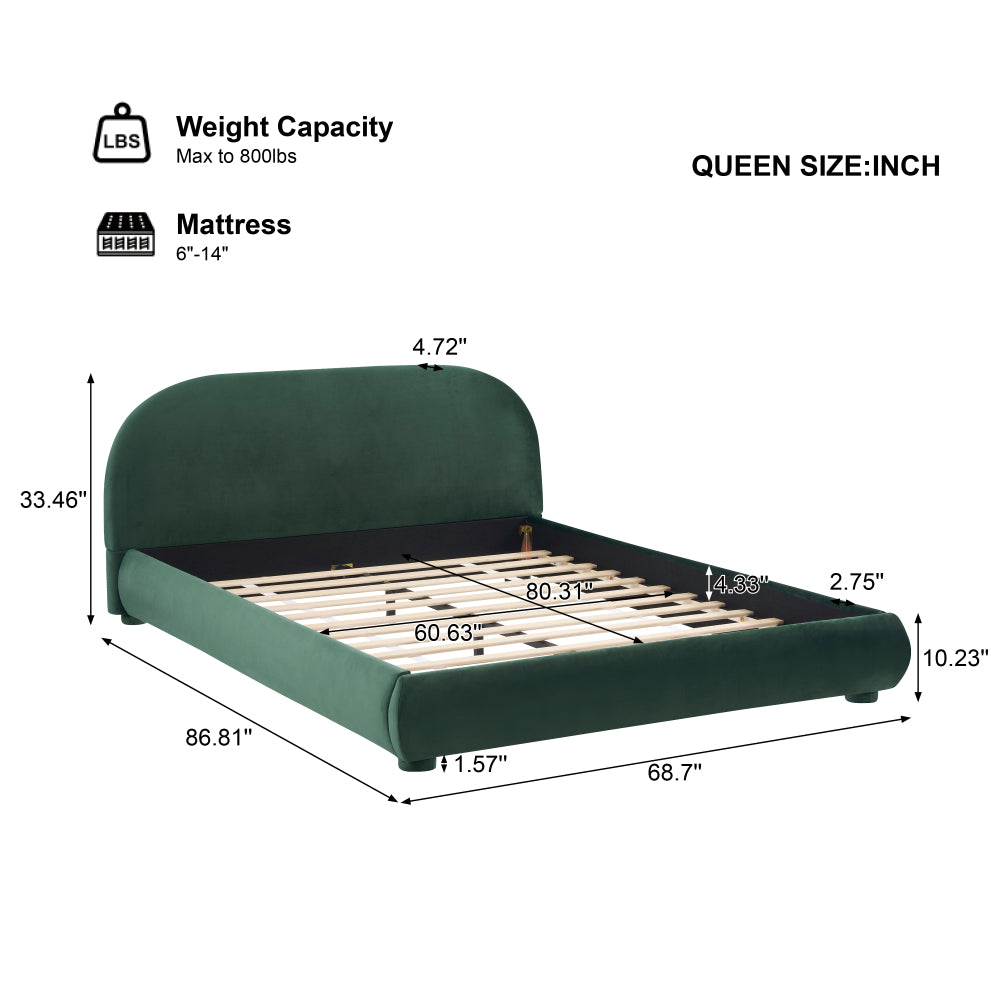 Boucle Upholstered Platform Bed