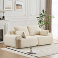 Modern Memory Foam Cloud Sofa | Extra Deep Corduroy Sectional Couch | Customizable Modular Combination | High-Resilience Foam + Bolster Pillows | No Assembly Required | Living Room, Apartment, Bedroom | White/Black — 2 Seat & 3 Seat