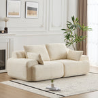 Modern Memory Foam Cloud Sofa | Extra Deep Corduroy Sectional Couch | Customizable Modular Combination | High-Resilience Foam + Bolster Pillows | No Assembly Required | Living Room, Apartment, Bedroom | White/Black — 2 Seat & 3 Seat
