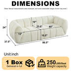 Modern Quilted Cloud Sofa | 3-Seat Chenille Pure Foam Couch | Piano-Key Backrest Design | Rounded Armrests | Deep-Seat Cushions | Living Room, Bedroom, Apartment | Beige/Black