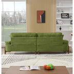 103" Deep Seat 3-Seater Sofa | 24" Extra Deep Cushions | Cloud Velvet Polyester Fabric | Solid Eucalyptus Frame & Wood Legs | 4 Pillows Included | 600 lbs | Pillow Top Arms | Beige / Green / Brick Red