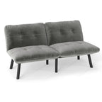 63" Convertible Folding Sofa Bed | 2-Seat Velvet Upholstered Couch | Adjustable Multi-Angle Backrest | Sofa, Lounger & Twin Bed | Metal Frame | 800 lbs Capacity | Easy Assembly | Living Room, Apartment | Cream/Aqua Gray/Brown