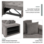 104.5" Modern L-Shape 3 Seat Reversible Sectional Couch, Pull Out Sleeper Sofa with Storage Chaise and 2 Stools for Living Room Furniture Set,Knox Charcoal (old sku:SG000431AAA)