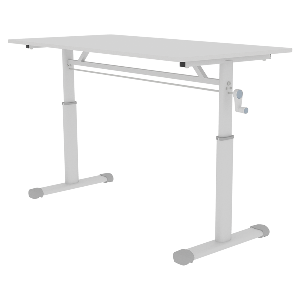 Height-Adjustable Standing Desk — 39" Manual Crank Sit-Stand Desk for Kids & Adults | Ergonomic Home Office Study Table | Sturdy Dual-Column Frame | No Electricity Needed | Compact Minimalist Design | White
