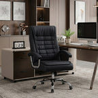 Executive High-Back PU Leather Office Chair | Spring Seat Cushion | Ergonomic Height Adjustment | Chrome Armrests | Reinforced Metal Frame | 360° Swivel | Floor-Friendly Casters | 350 lbs Capacity | Home Office | Black/Camel