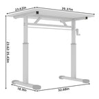 Height-Adjustable Standing Desk — 39" Manual Crank Sit-Stand Desk for Kids & Adults | Ergonomic Home Office Study Table | Sturdy Dual-Column Frame | No Electricity Needed | Compact Minimalist Design | White