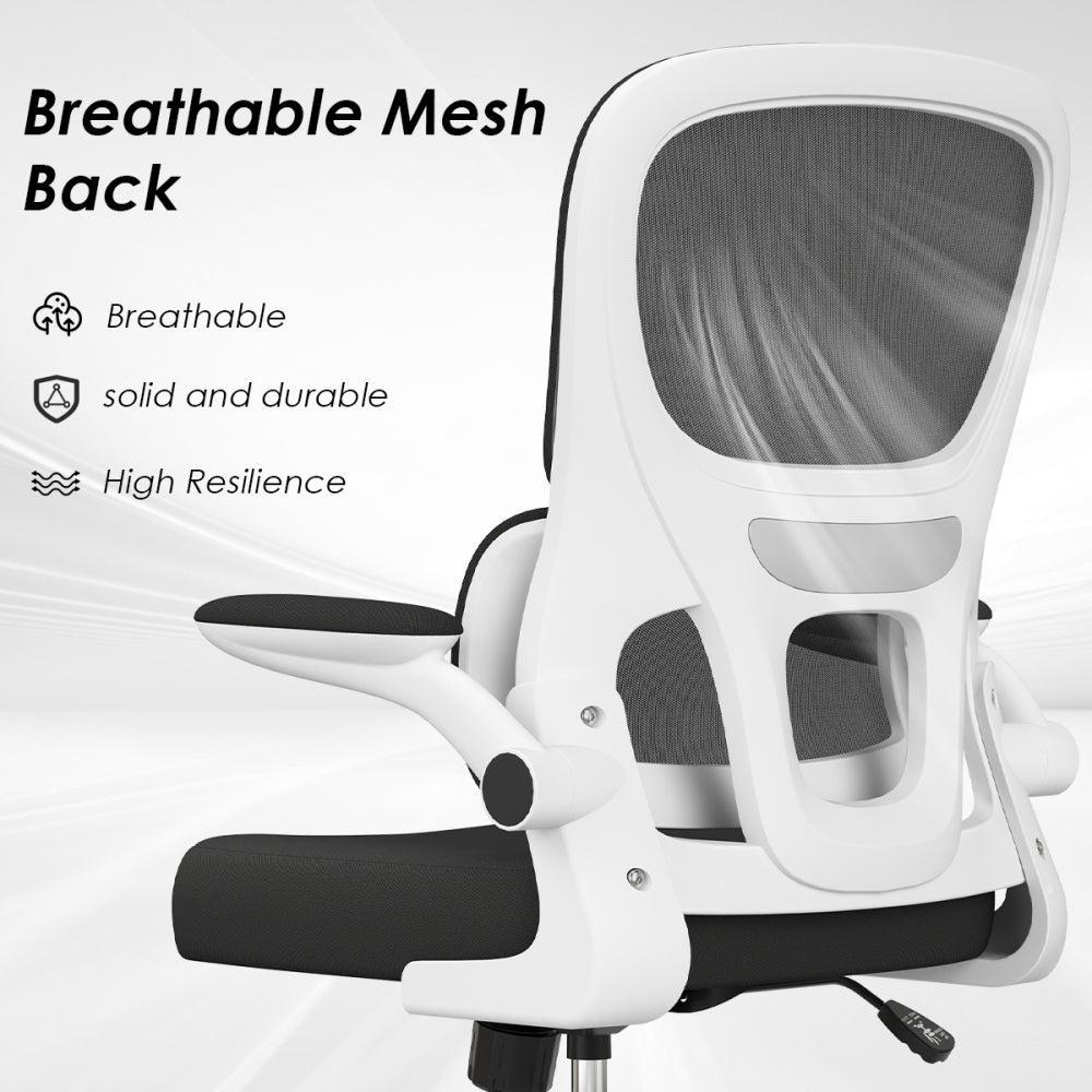 Mesh Ergonomic Office Chair | Tailored Lumbar Support | High-Density Double Mesh Backrest | Flip-Up Armrests | Breathable Elastic Sponge Seat | 90°–120° Tilt + Pneumatic Height Adjustment | 350 lbs | Easy Assembly | Home, Study, Office