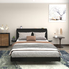 Full/Queen Size Wood Platform Bed with Bookshelf Storage Headboard | 2 Drawers | 2 AC Outlets 1 USB 1 Type-C Charging Station | 60,001 Color LED Lights APP Control | No Box Spring | Brown/Black/Walnut