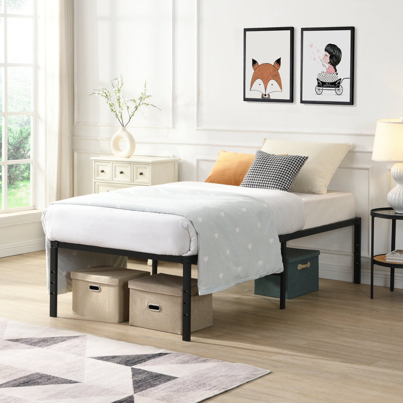 Twin/Full/Queen/King Size Heavy Duty Metal Platform Bed Frame | 750 lbs Steel Slat Support | No Noise No Shaking | Under-Bed Storage Space | Quick & Easy Assembly | Black