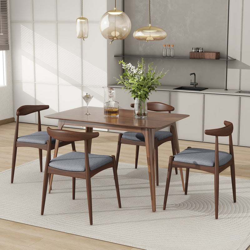 Christopher Knight Home 5-Piece Mid-Century Dining Set — Rubberwood Frame, Faux Wood Tabletop, Ergonomic Cushioned Chairs | Seats 4