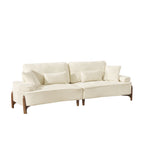 103" Deep Seat 3-Seater Sofa | 24" Extra Deep Cushions | Cloud Velvet Polyester Fabric | Solid Eucalyptus Frame & Wood Legs | 4 Pillows Included | 600 lbs | Pillow Top Arms | Beige / Green / Brick Red