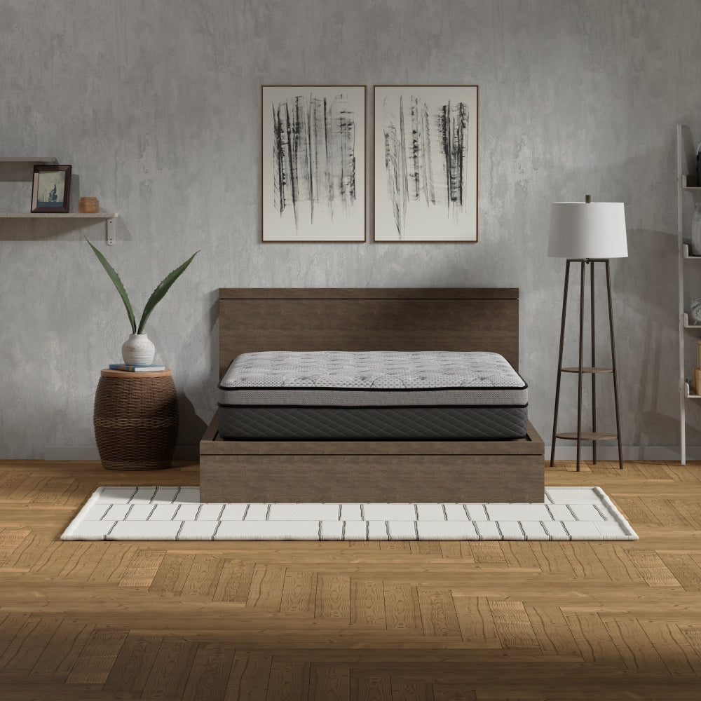 Twin/Queen/King — 12" Hybrid Medium Firm Mattress | Pocketed Coil Innerspring + Cooling Gel + Memory Foam | Knitted Breathable Top Panel | Low Motion Transfer | CertiPUR-US Certified | Bedroom | Black/Gray