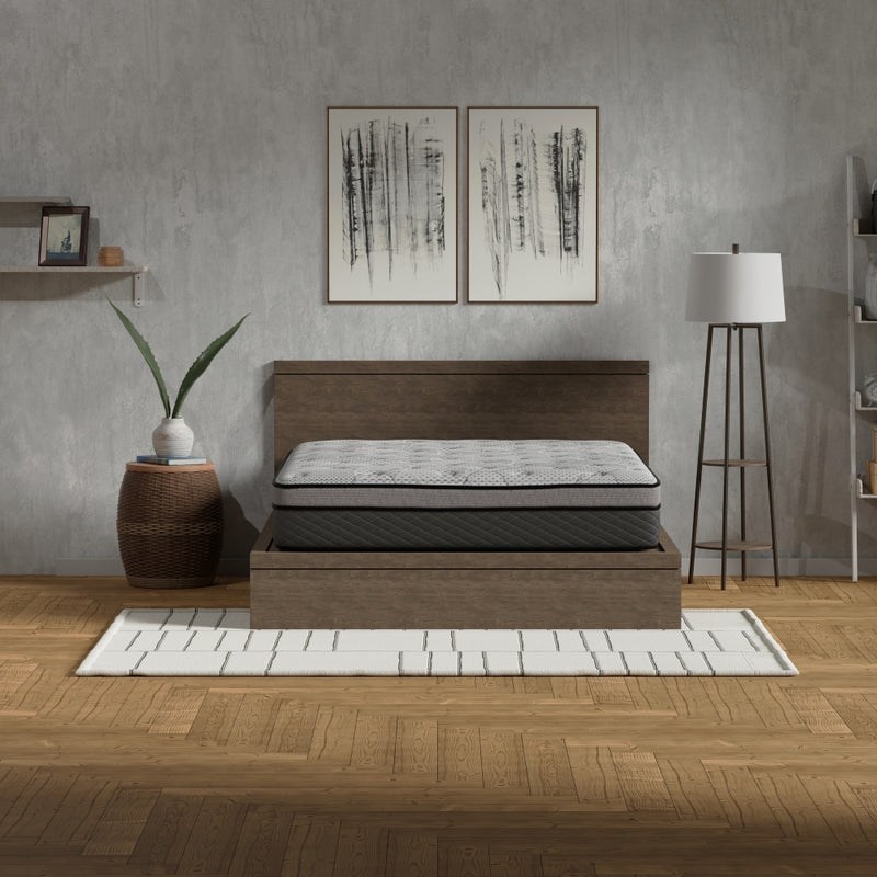 Twin/Queen/King — 12" Hybrid Medium Firm Mattress | Pocketed Coil Innerspring + Cooling Gel + Memory Foam | Knitted Breathable Top Panel | Low Motion Transfer | CertiPUR-US Certified | Bedroom | Black/Gray