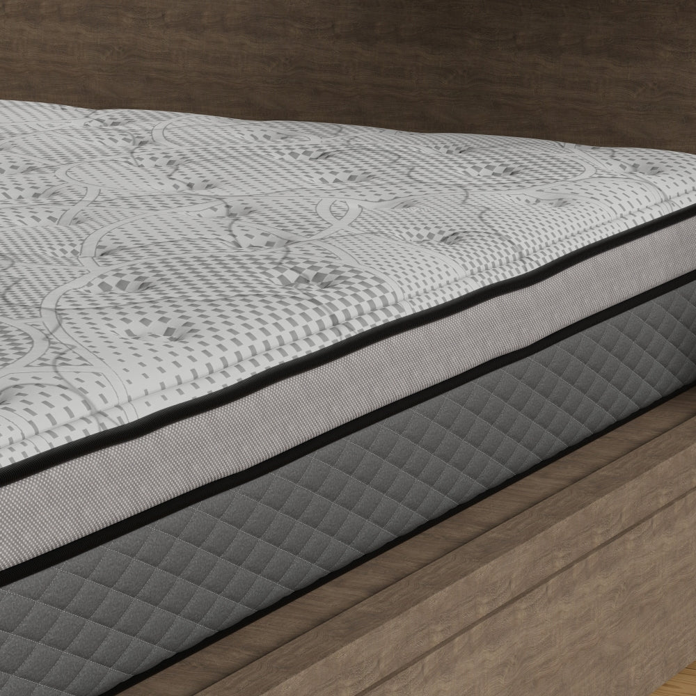 Twin/Queen/King — 12" Hybrid Medium Firm Mattress | Pocketed Coil Innerspring + Cooling Gel + Memory Foam | Knitted Breathable Top Panel | Low Motion Transfer | CertiPUR-US Certified | Bedroom | Black/Gray