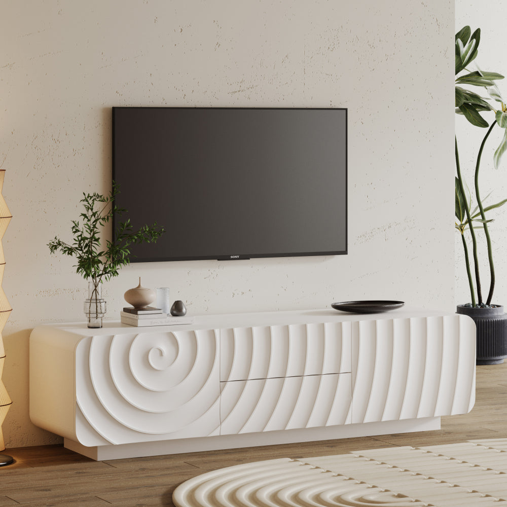 58''Tv Console With Mid Century Unique Spiral