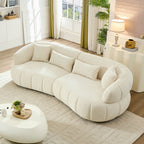 102.36 inch Cloud-Like Sofa,Modern Sectional Curved Sofa,Textured Fabric Couch,Upholstered  4-Seat Comfy Sofa for Living Room,Beige