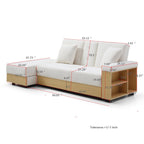 3-Seat Convertible Sleeper Sofa Couch | Double Folding Sofa Bed | Storage Ottoman + 2 Drawers | Drop-Down Coffee Table + 2 Cup Holders | Reversible Armrest | Cotton Linen + High-Density Foam | Living Room, Apartment, Office | Beige