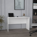 47" Modern Minimalist Study Desk | Spacious Computer & Laptop Table | Clean Lines + Smooth Finish | Generous Leg Clearance | Sturdy Particle Board Construction | Easy Assembly | Bedroom, Living Room, Home Office, Kitchen | White/Gray Walnut