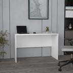 47" Modern Minimalist Study Desk | Spacious Computer & Laptop Table | Clean Lines + Smooth Finish | Generous Leg Clearance | Sturdy Particle Board Construction | Easy Assembly | Bedroom, Living Room, Home Office, Kitchen | White/Gray Walnut