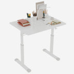 Height-Adjustable Standing Desk — 39" Manual Crank Sit-Stand Desk for Kids & Adults | Ergonomic Home Office Study Table | Sturdy Dual-Column Frame | No Electricity Needed | Compact Minimalist Design | White