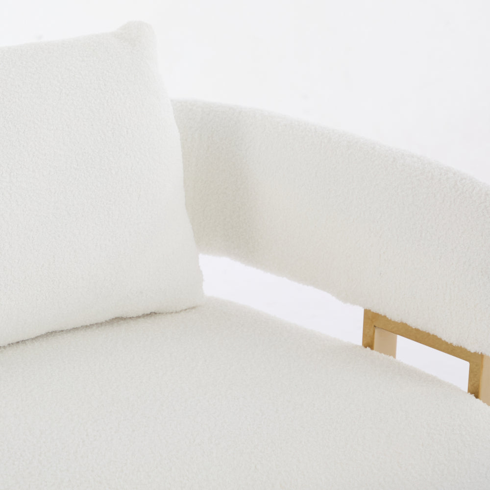 Modern Loveseat Sofa | Luxurious Gold Square Metal Legs | High-Rebound Foam + Ergonomic Design | Teddy/Velvet Upholstery | Dressing Area, Reception Room, Office, Living Room | White/Black/Pink/Green/Gray/Lilac