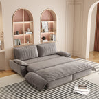 73.2" Queen Pull-Out Sofa Bed | 3-in-1 Convertible Sleeper Sofa | Chaise Lounge & King Bed | Premium Velvet + High-Density Foam | Steel Reinforced Frame | Space-Saving Modern Design | Beige/Gray/Camel/Blue